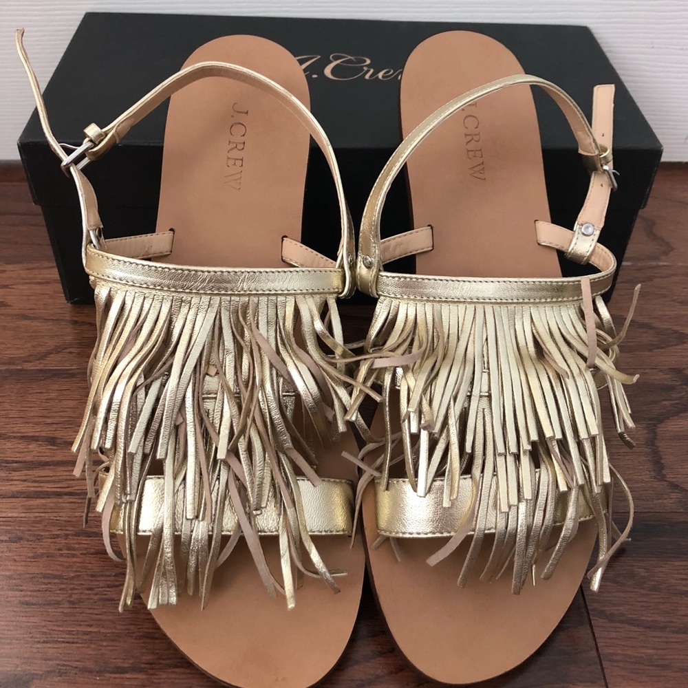 JCrew Fringe Sandals